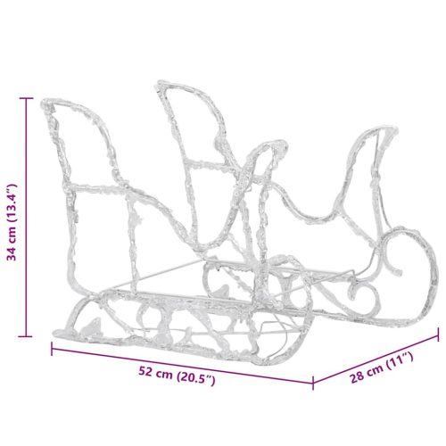  akril rénszarvasok és szán karácsonyi dísz 160 LED-del 130 cm