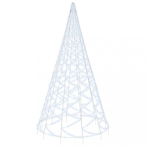 VID karácsonyfa zászlórúdon 3000 hideg fehér LED-del 800 cm