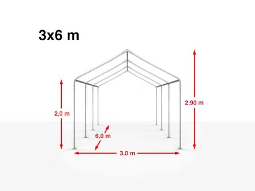 TP 3x6m standard rendezvénysátor, PE 350 - fehér