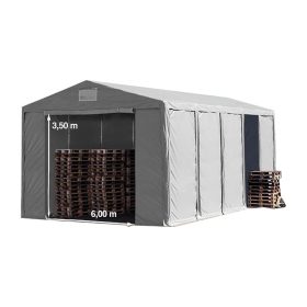   TP Vario 8x12m 3,6m oldalmagas raktársátor, bejárat típusa: standard