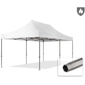   TP 3x6m összecsukható 800N acél pavilon, oldalfal nélkül, tűzálló - fehér
