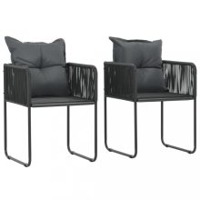VID 2 db fekete polyrattan kültéri szék párnával