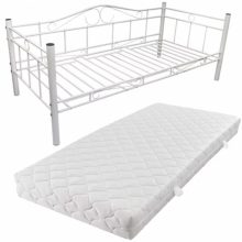   VID Fém ágy 90x200 cm "V4", matraccal, fehér színben