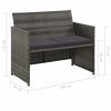 VID kétszemélyes szürke polyrattan kanapé 100 x 56 x 85 cm