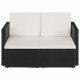 VID vidaXL 2 személyes fekete-krémfehér polyrattan kanapé 118 x 65 x 74 cm 