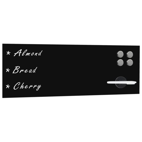  fekete, falra szerelhető mágneses üvegtábla 60 x 20 cm 