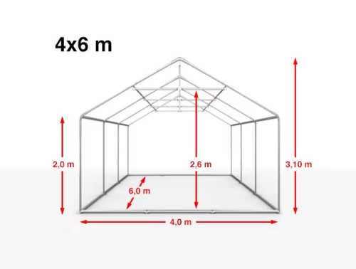 TP 4x6m erősített rendezvénysátor, PE 550 - fehér