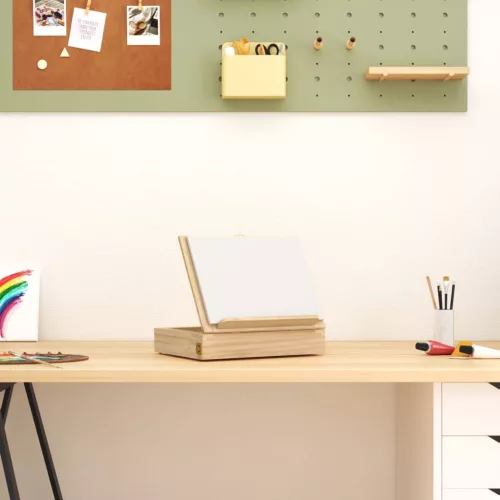  tömör fenyőfa asztali festőállvány fiókkal 33,5 x 25,5 x 7 cm