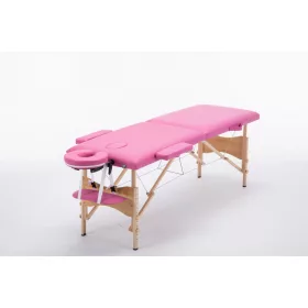   discontmania pink 2-zone wooden massage bed with carry bag - 2104S