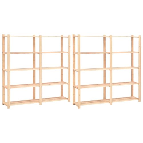  2 db 5-szintes tömör fenyő tárolópolc 500 kg 170 x 38 x 170 cm