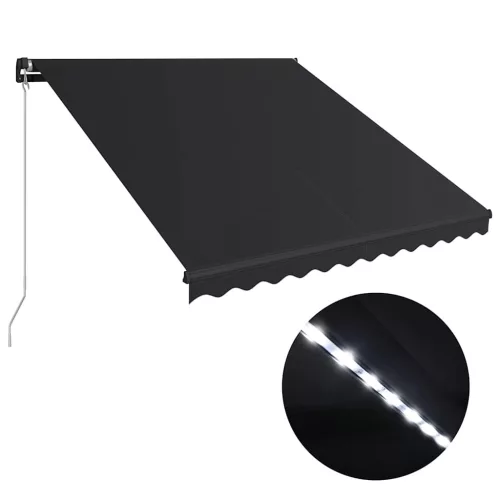  antracitszürke kézzel kihúzható LED-es napellenző 300 x 250 cm