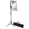  fotóstúdió-felszerelés hátterekkel és softbox lámpával