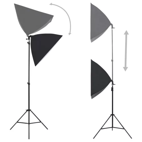  fotóstúdió-felszerelés softbox lámpákkal és hátterekkel