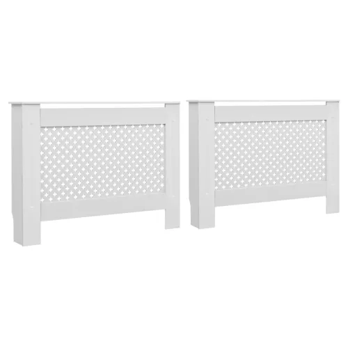  2 db fehér MDF radiátorburkolat 112 x 19 x 81,5 cm