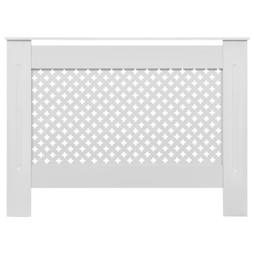  2 db fehér MDF radiátorburkolat 112 x 19 x 81,5 cm