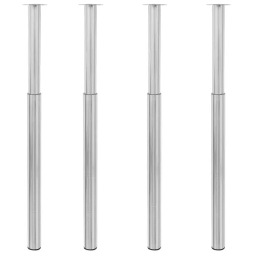  4 db szálcsiszolt nikkel teleszkópos asztalláb 710 mm - 1100 mm