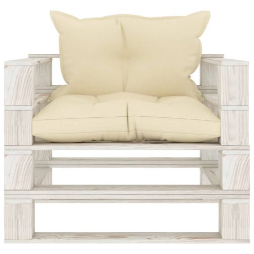  fa kerti raklapkanapé krémszínű párnákkal