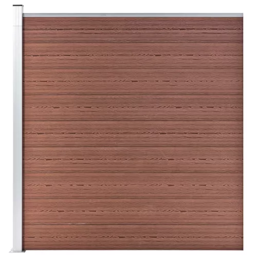  7 négyszögletes és 1 ferde barna WPC kerítéselem 1311 x 186 cm