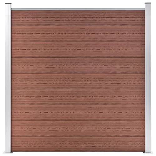  8 négyszögletes és 1 ferde barna WPC kerítéselem 1484 x 186 cm