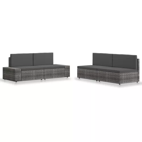  4 részes szürke polyrattan kerti ülőgarnitúra