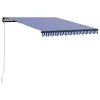  kék és fehér kézzel kihúzható LED-es napellenző 300 x 250 cm