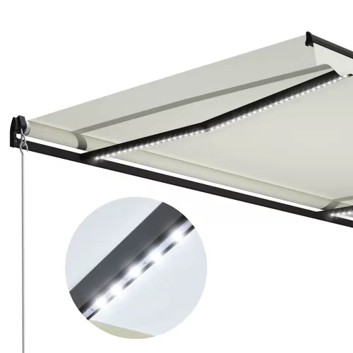  krémszínű kézzel kihúzható LED-es napellenző 300 x 250 cm