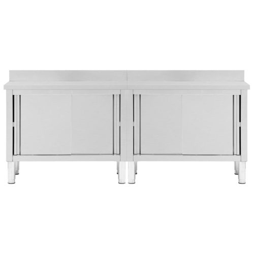  2db rozsdamentes acél munkaasztal tolóajtókkal 240x50x(95-97)cm