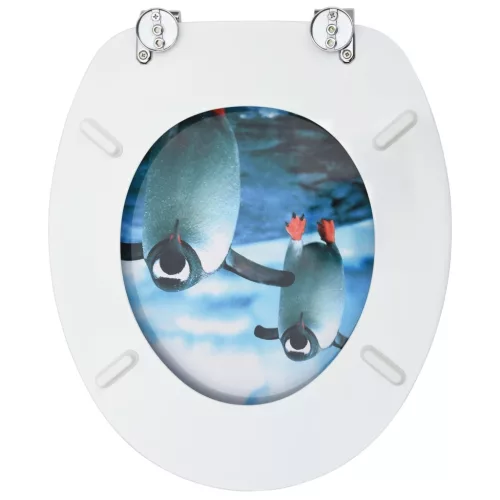  2 db pingvinmintás MDF WC-ülőke fedéllel