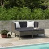  4 részes szürke polyrattan kerti bútorszett párnákkal