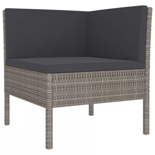  4 részes szürke polyrattan kerti bútorszett párnákkal