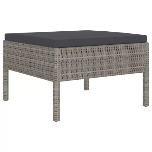  4 részes szürke polyrattan kerti bútorszett párnákkal