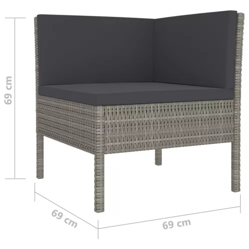  4 részes szürke polyrattan kerti bútorszett párnákkal