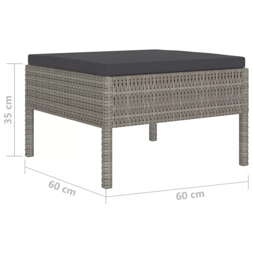  4 részes szürke polyrattan kerti bútorszett párnákkal