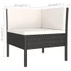  9 részes fekete polyrattan kerti bútorszett párnákkal