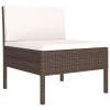  10 részes barna polyrattan kerti bútorszett párnákkal