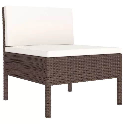  10 részes barna polyrattan kerti bútorszett párnákkal