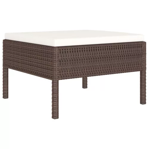  10 részes barna polyrattan kerti bútorszett párnákkal