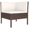  10 részes barna polyrattan kerti bútorszett párnákkal