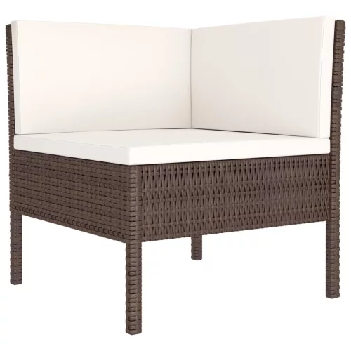  10 részes barna polyrattan kerti bútorszett párnákkal
