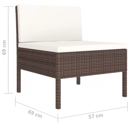  10 részes barna polyrattan kerti bútorszett párnákkal