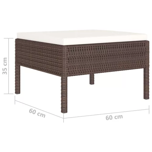  10 részes barna polyrattan kerti bútorszett párnákkal