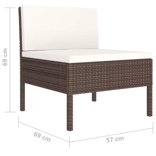  10 részes barna polyrattan kerti bútorszett párnákkal