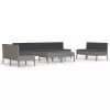  10 részes szürke polyrattan kerti bútorszett párnákkal