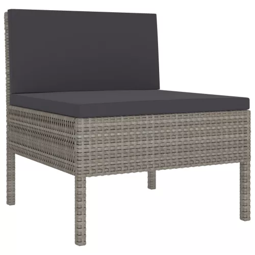  10 részes szürke polyrattan kerti bútorszett párnákkal