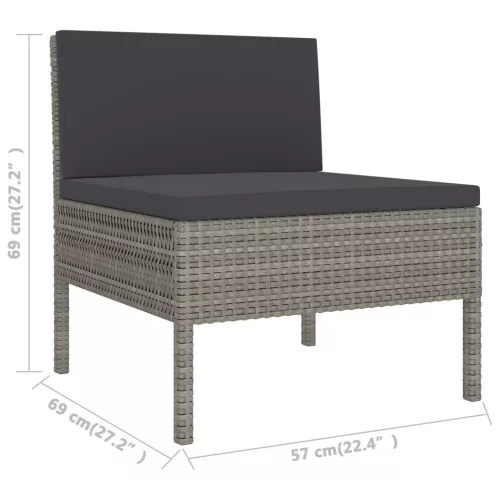  10 részes szürke polyrattan kerti bútorszett párnákkal