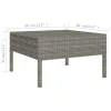  10 részes szürke polyrattan kerti bútorszett párnákkal