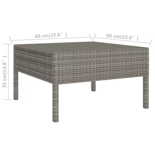  10 részes szürke polyrattan kerti bútorszett párnákkal