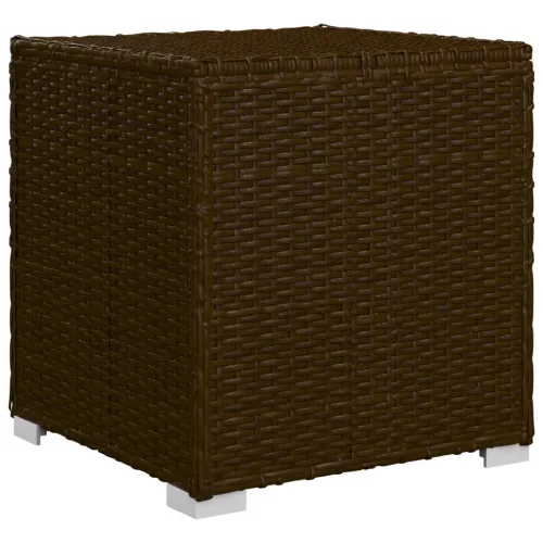  3 részes barna polyrattan kerti napozóágy szett asztallal
