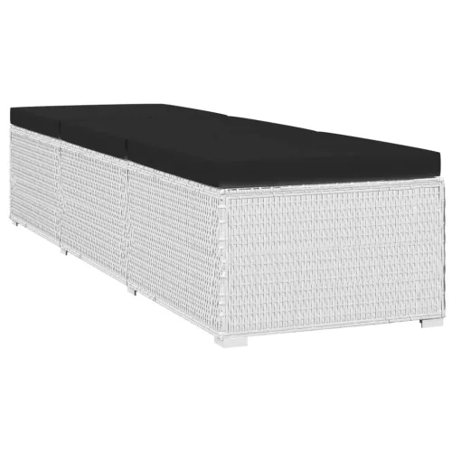  3 részes fehér polyrattan kerti napozóágy szett asztallal