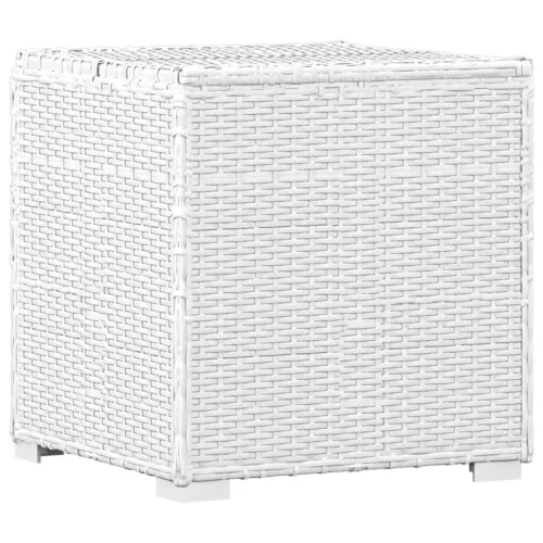  3 részes fehér polyrattan kerti napozóágy szett asztallal